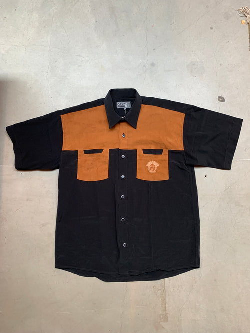 Versace Classic V2 Black and Brown Short Sleeve Shirt