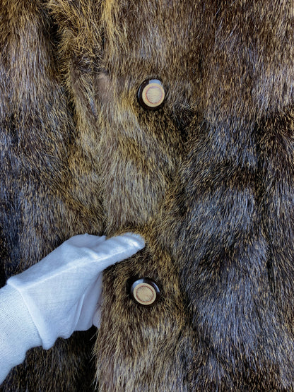 Women’s Vintage Natural Brown Genuine Beaver Fur Coat
