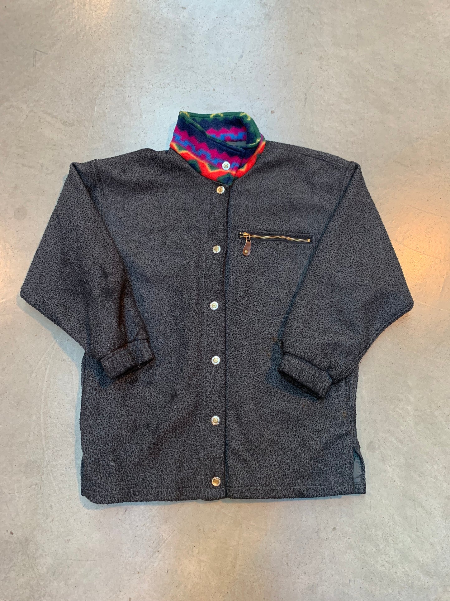 Vintage Men Fleece Button-Up Jacket