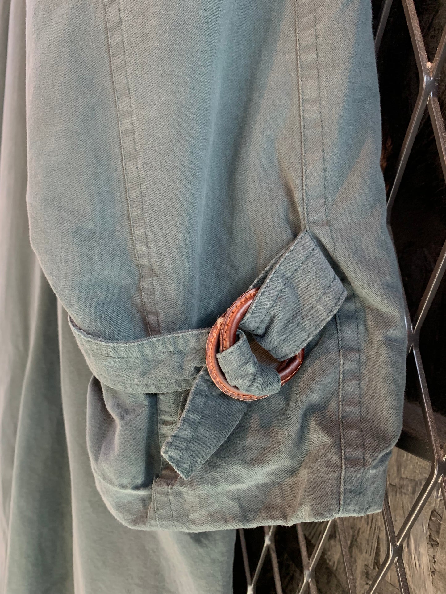 Vintage Morajane Green Double-Breasted Long Trench Coat