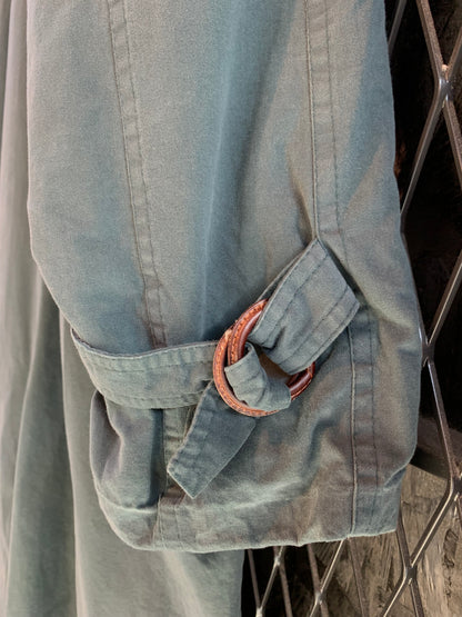 Vintage Morajane Green Double-Breasted Long Trench Coat