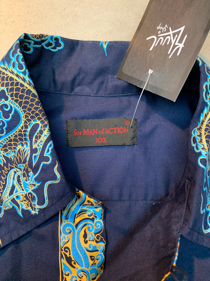 Vintage "for MAN of ACTION" Navy Blue Button Up Shirt