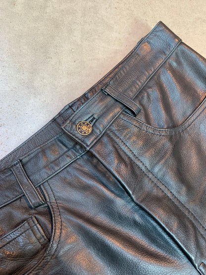 Vintage Linus Black Genuine Leather Pants Men S