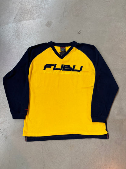 FUBU Yellow And Navy Long Sleeve Pullover