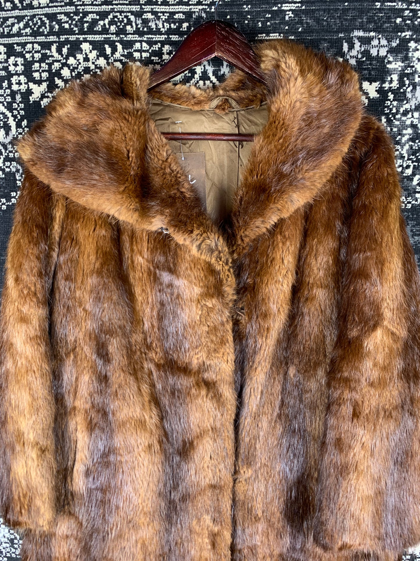 Womens Long Vintage Brown Fur Coat