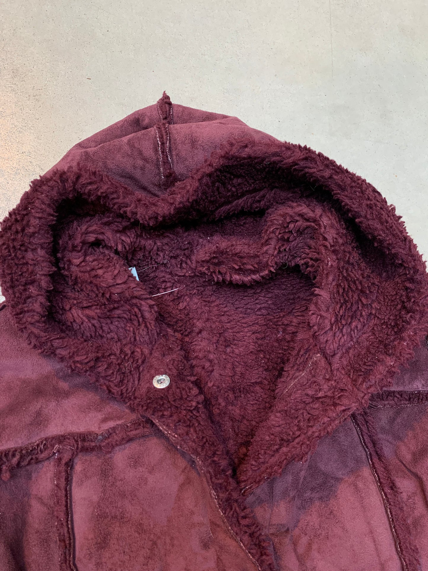 Vintage Women's Long Bohemian Shearling Style Hooded Coat