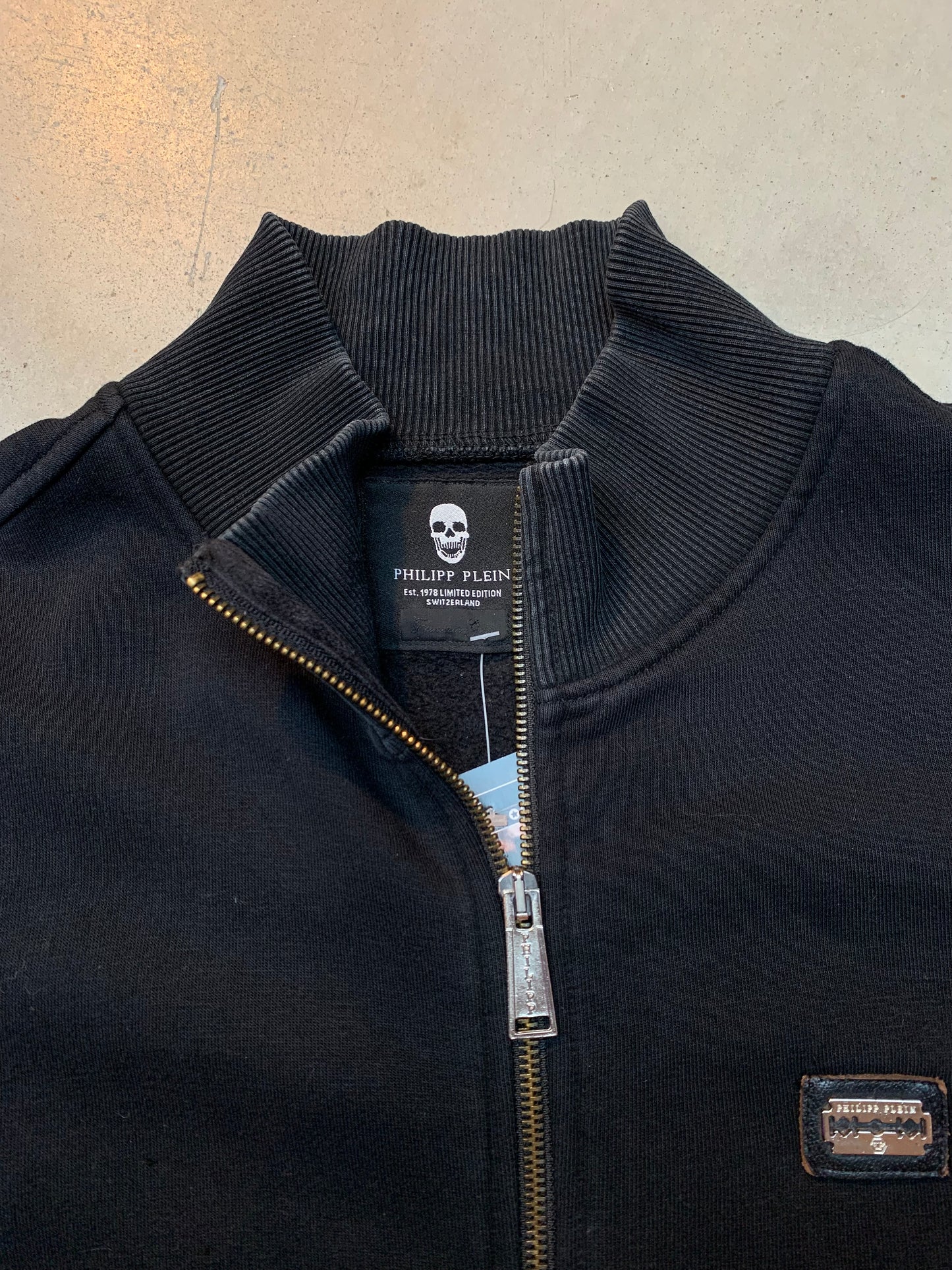 Y2K Philipp Plein Black Zip-Up Hoodie