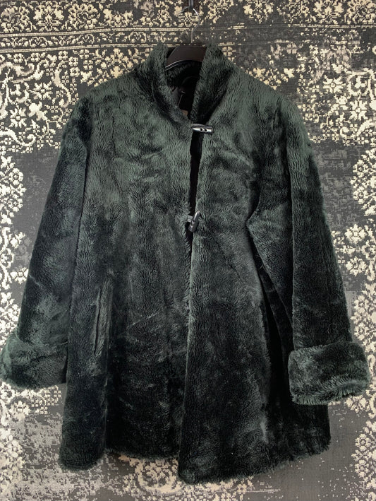 Elegant Vintage Dark Green Faux Fur Coat