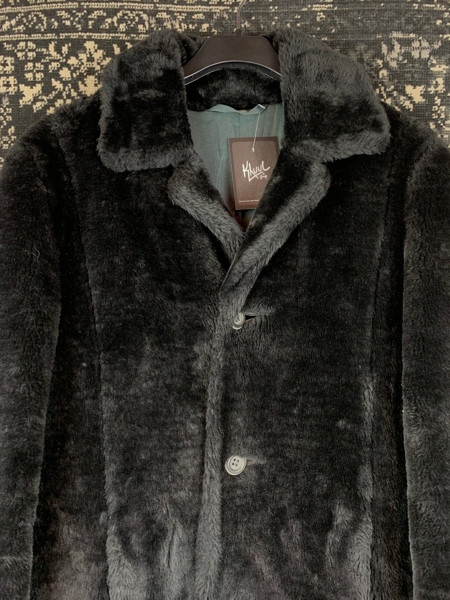 Elegant Black Faux Fur Long Coat