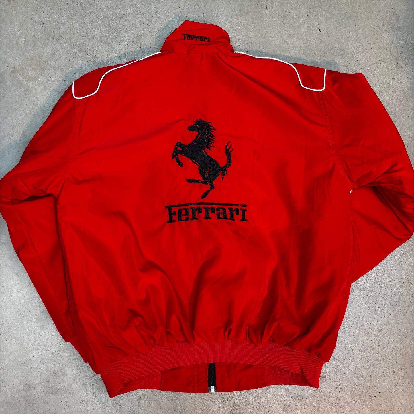 Vintage Red and White Ferrari Racing Jacket