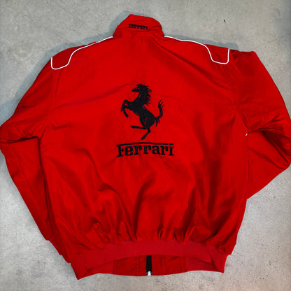 Vintage Red and White Ferrari Racing Jacket