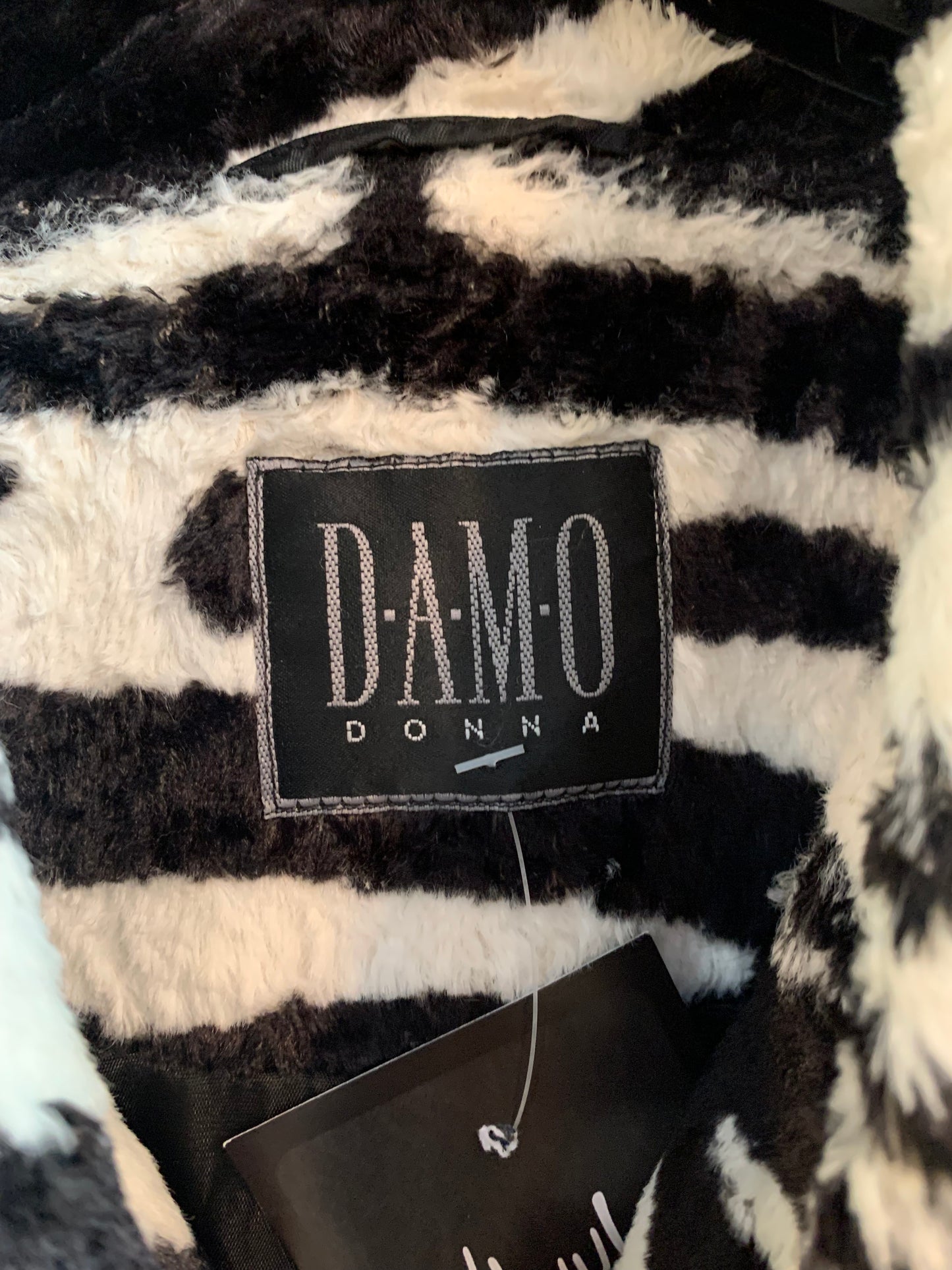 Vintage DAMO DONNA Faux Fur Zebra Print Coat