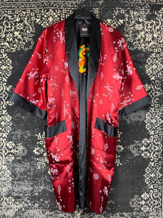 Vintage Women's Long Chinese Style Satin Kimono