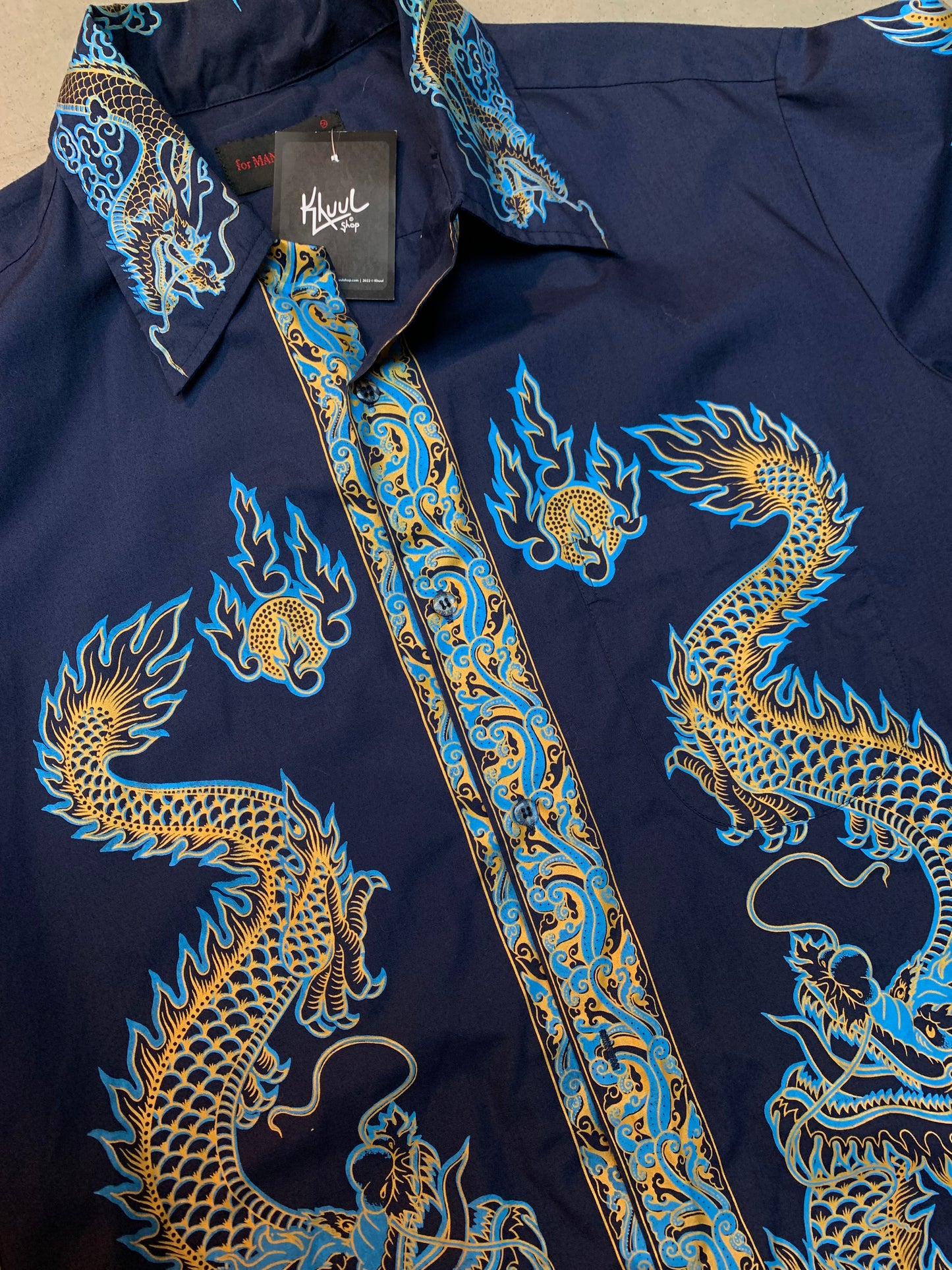 Vintage "for MAN of ACTION" Navy Blue Button Up Shirt