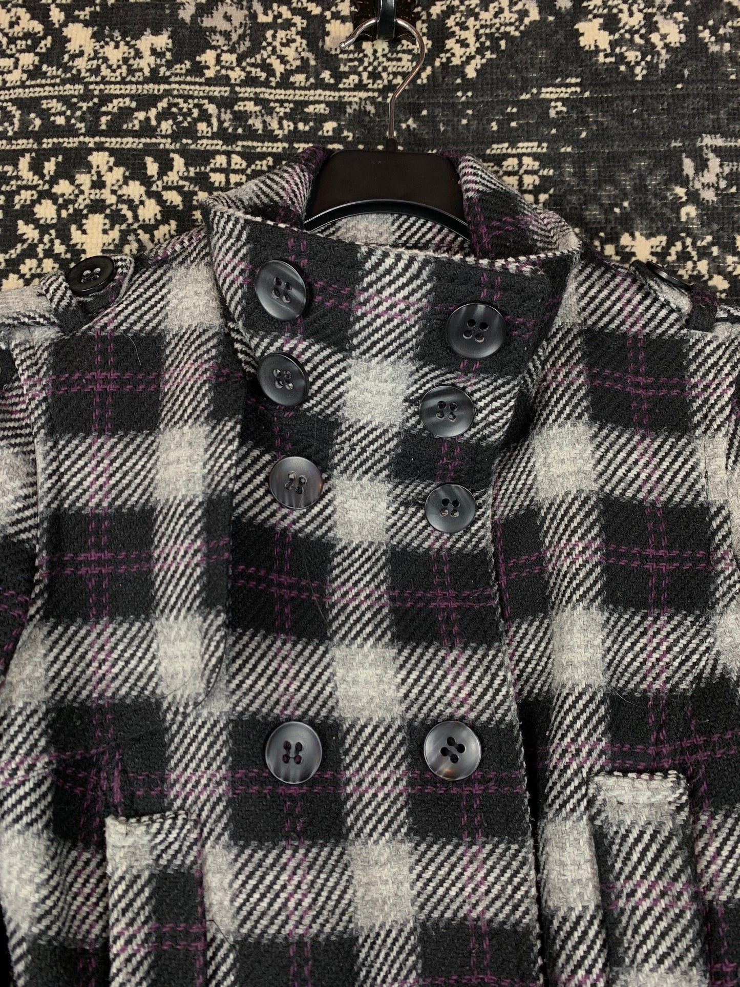 Clockhouse Y2K Style Checkered Wool-Blend Jacket