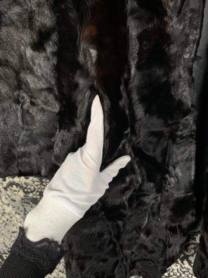 Women’s Deep Dark Brown Genuine Mink Fur Coat