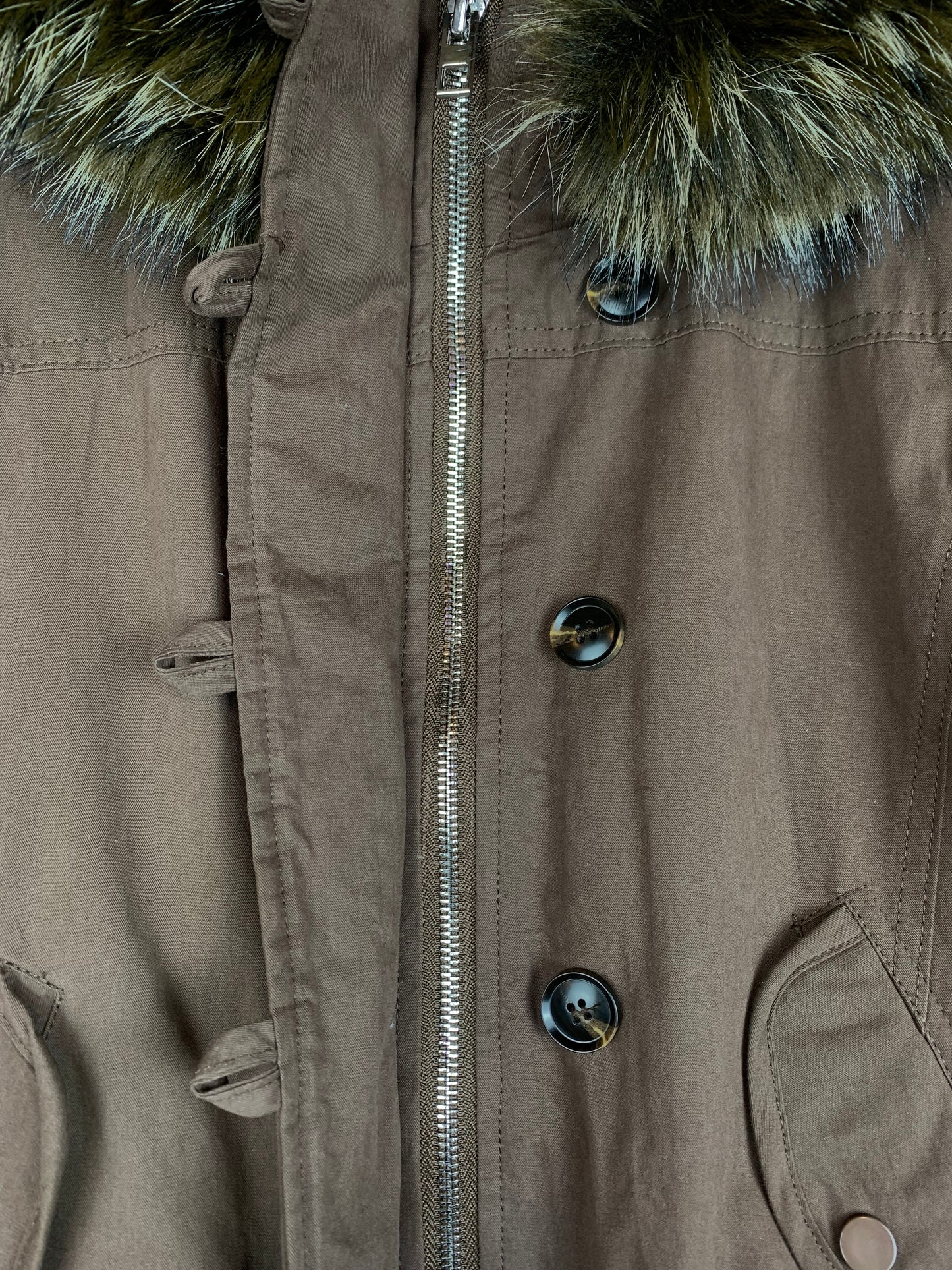 y2k mocha brown cropped jacket with fur trim