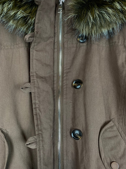 y2k mocha brown cropped jacket with fur trim