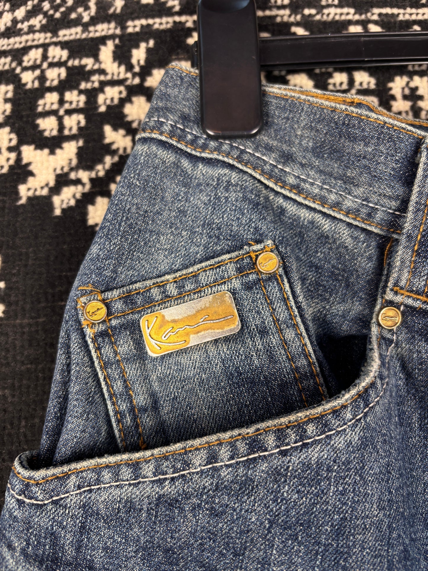 Y2K Vintage Karl Kani Gold Embroidered Jeans