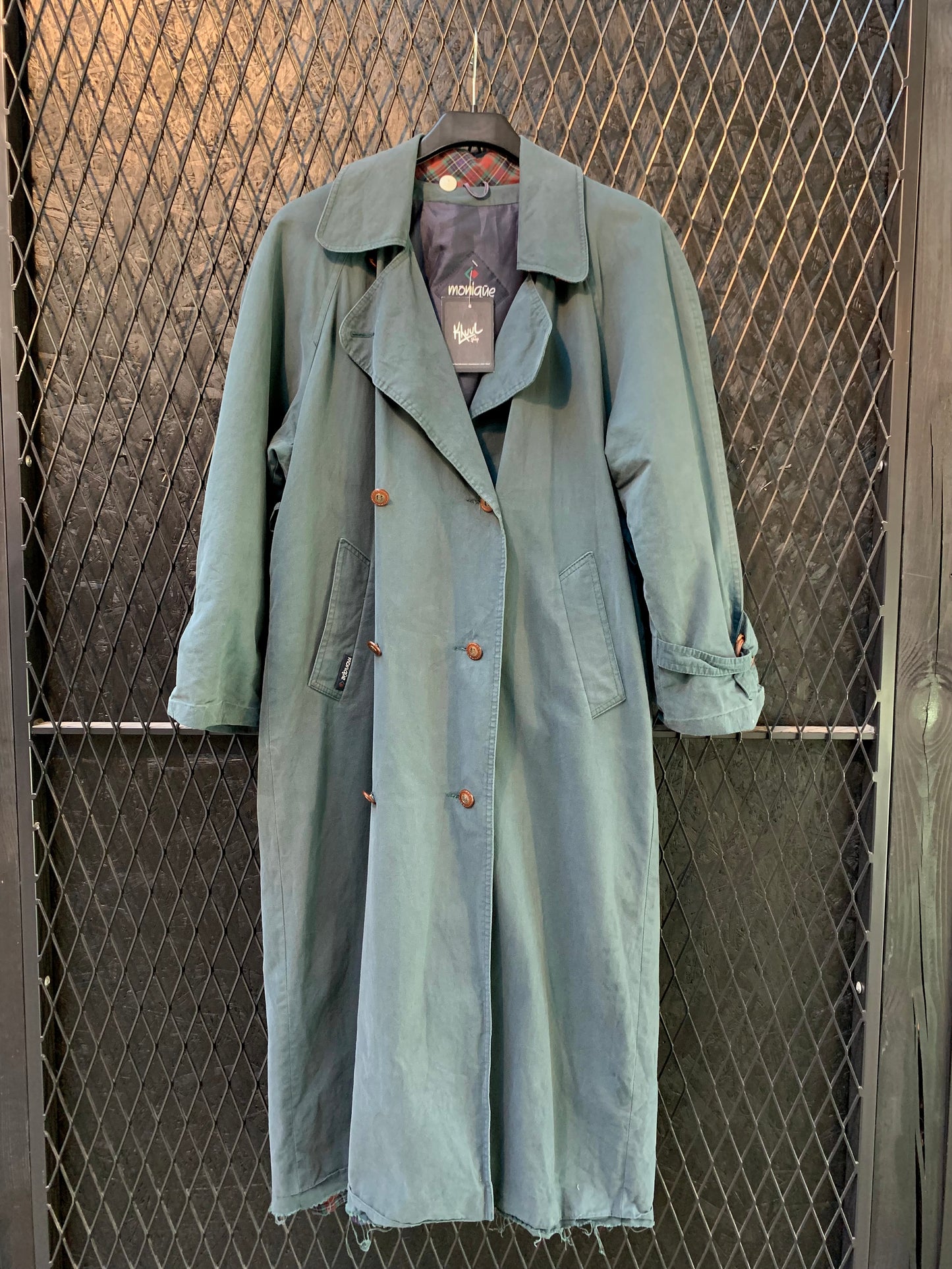 Vintage Morajane Green Double-Breasted Long Trench Coat
