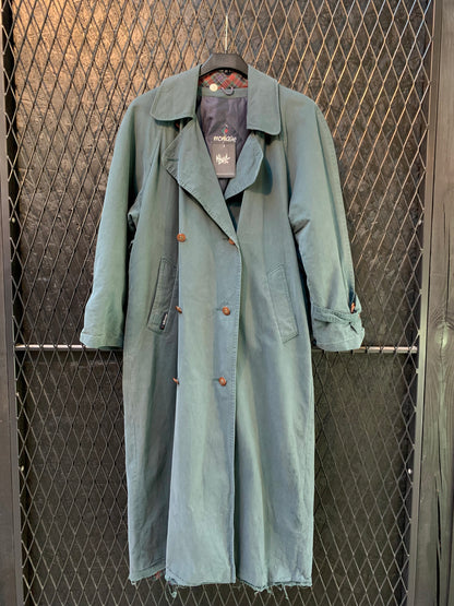 Vintage Morajane Green Double-Breasted Long Trench Coat