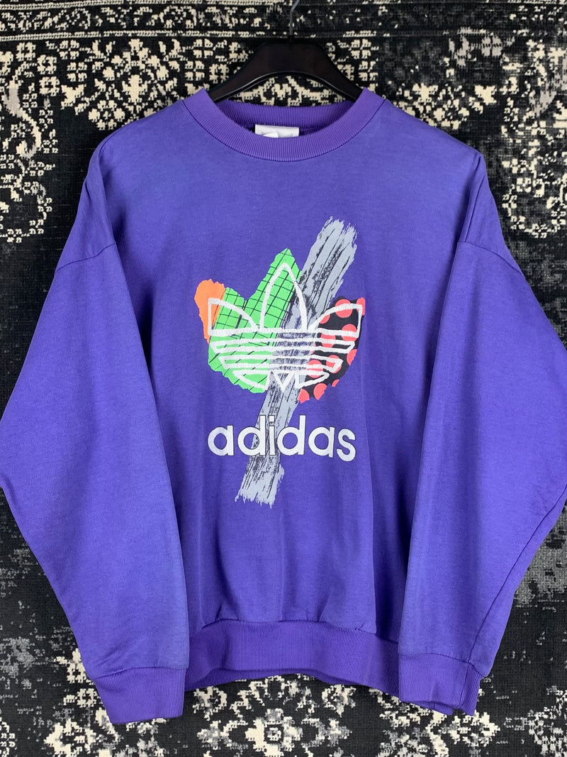 Unisex Vintage Adidas Graphic Purple Sweatshirt