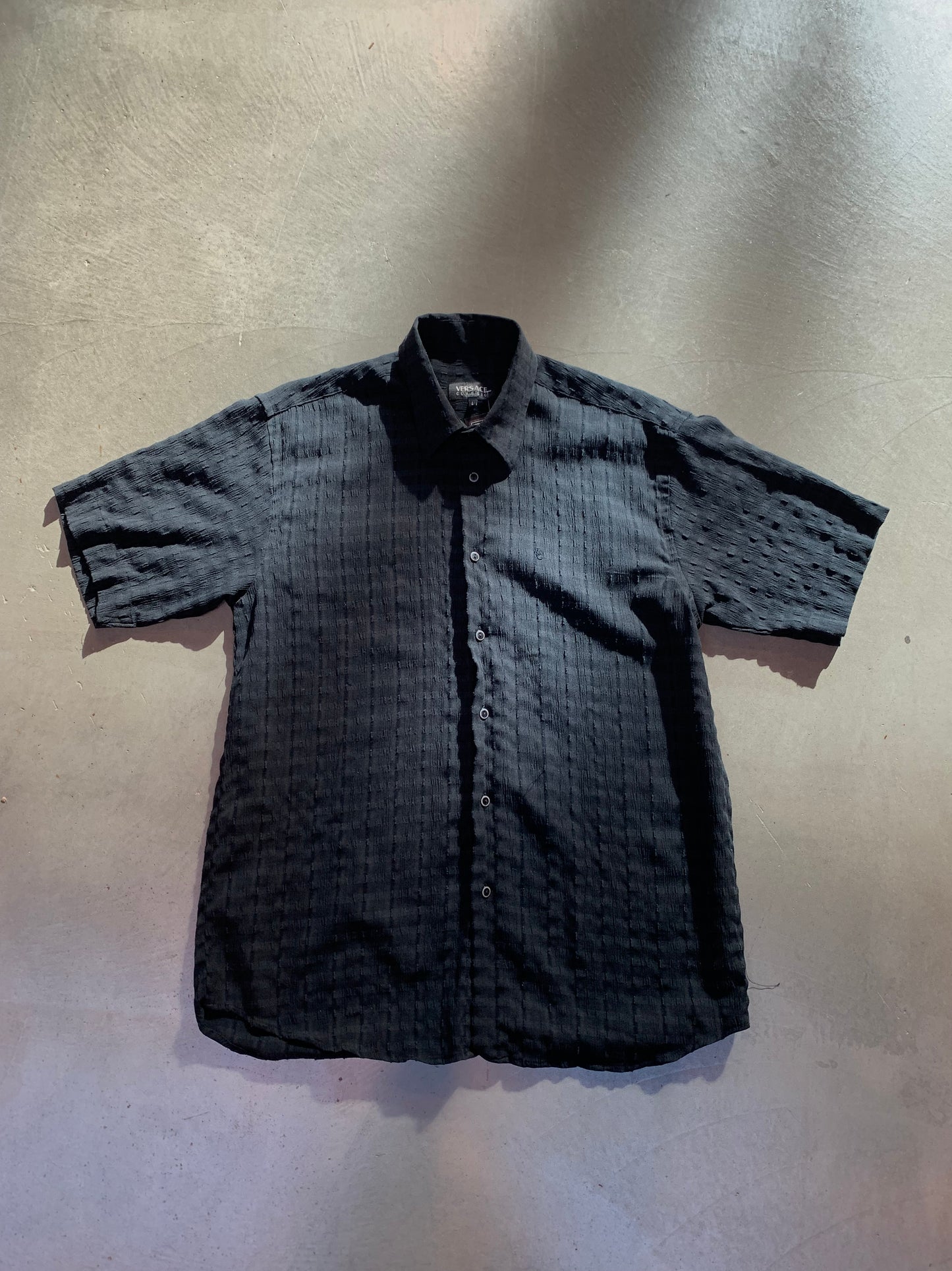 Versace Classic Black Short Sleeve Button-Up Shirt