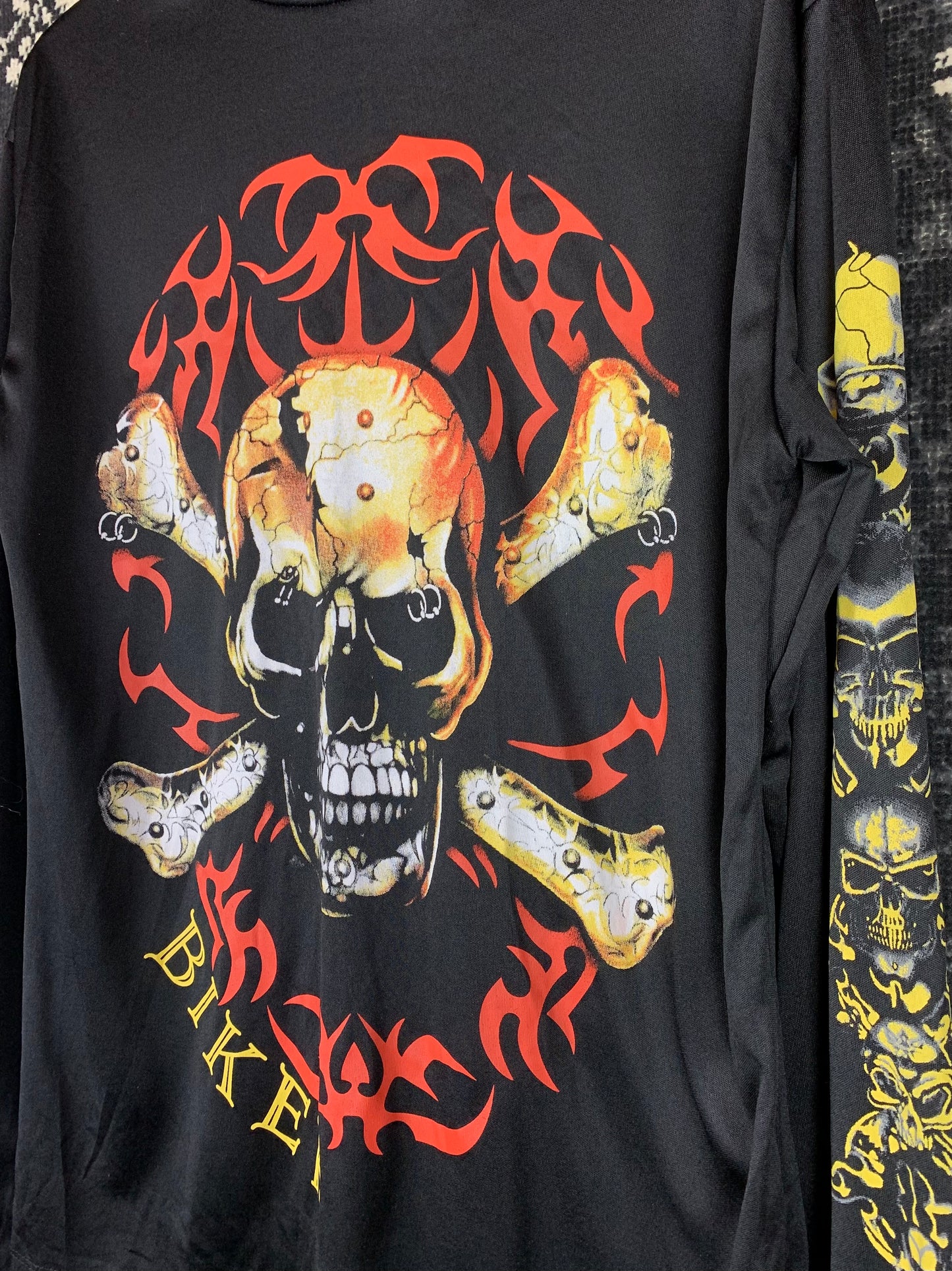 Biker Skull Print Long Sleeve Shirt for Women