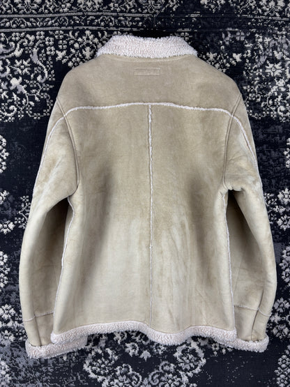 Women's Y2K Vintage Beige Faux Suede Jacket with Warm Inner Lining