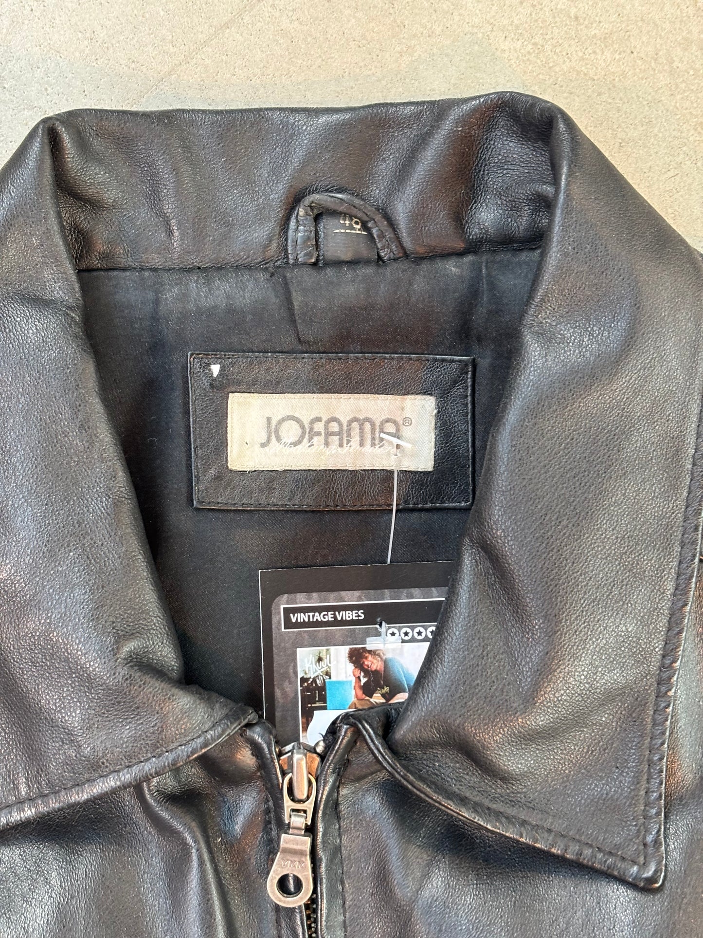 Jofama Black Leather Jacket Men's L