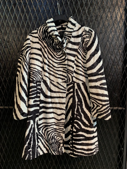 Vintage DAMO DONNA Faux Fur Zebra Print Coat