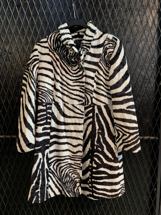 Vintage DAMO DONNA Faux Fur Zebra Print Coat
