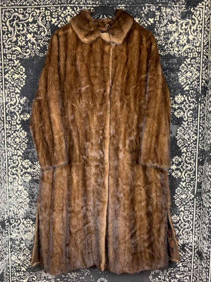 Womens Vintage Long Brown Mink Fur Coat