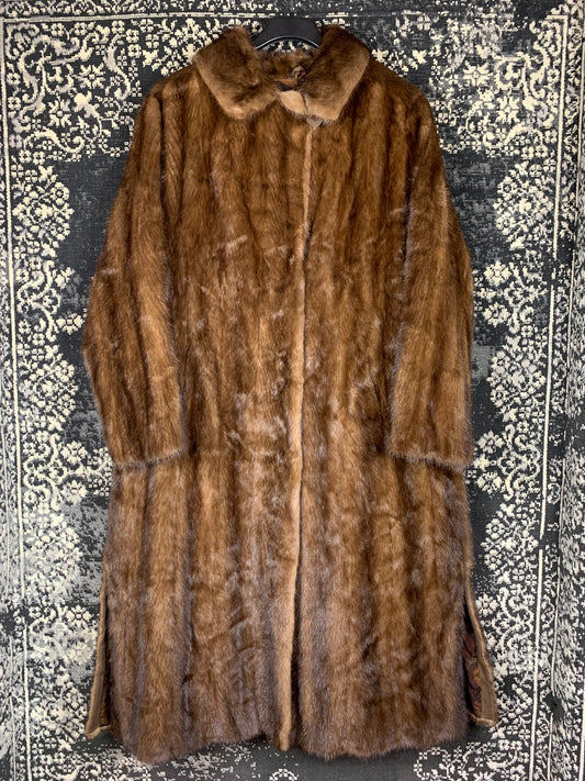 Womens Vintage Long Brown Mink Fur Coat