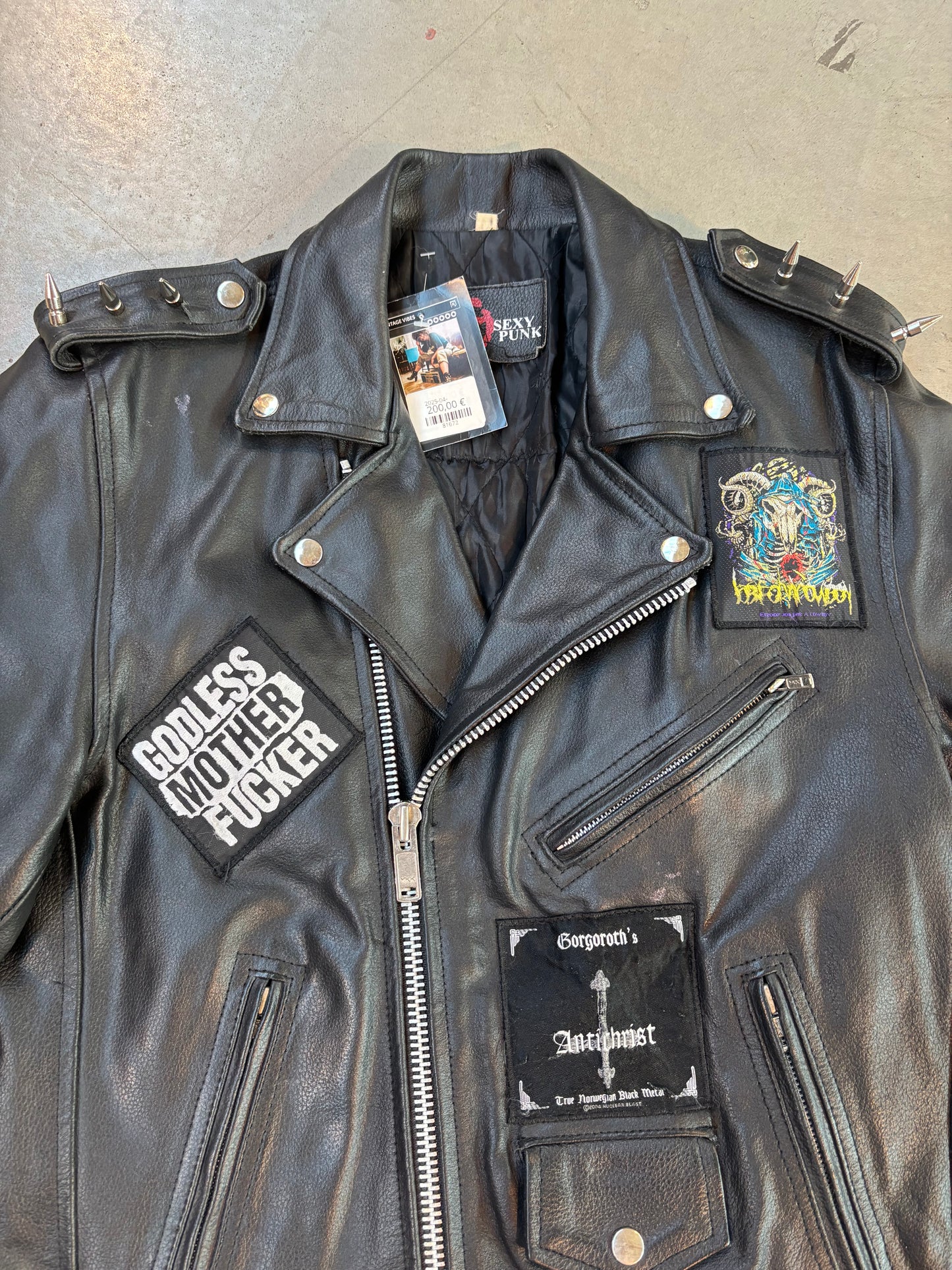 Sexy Punk Black Leather Biker Jacket