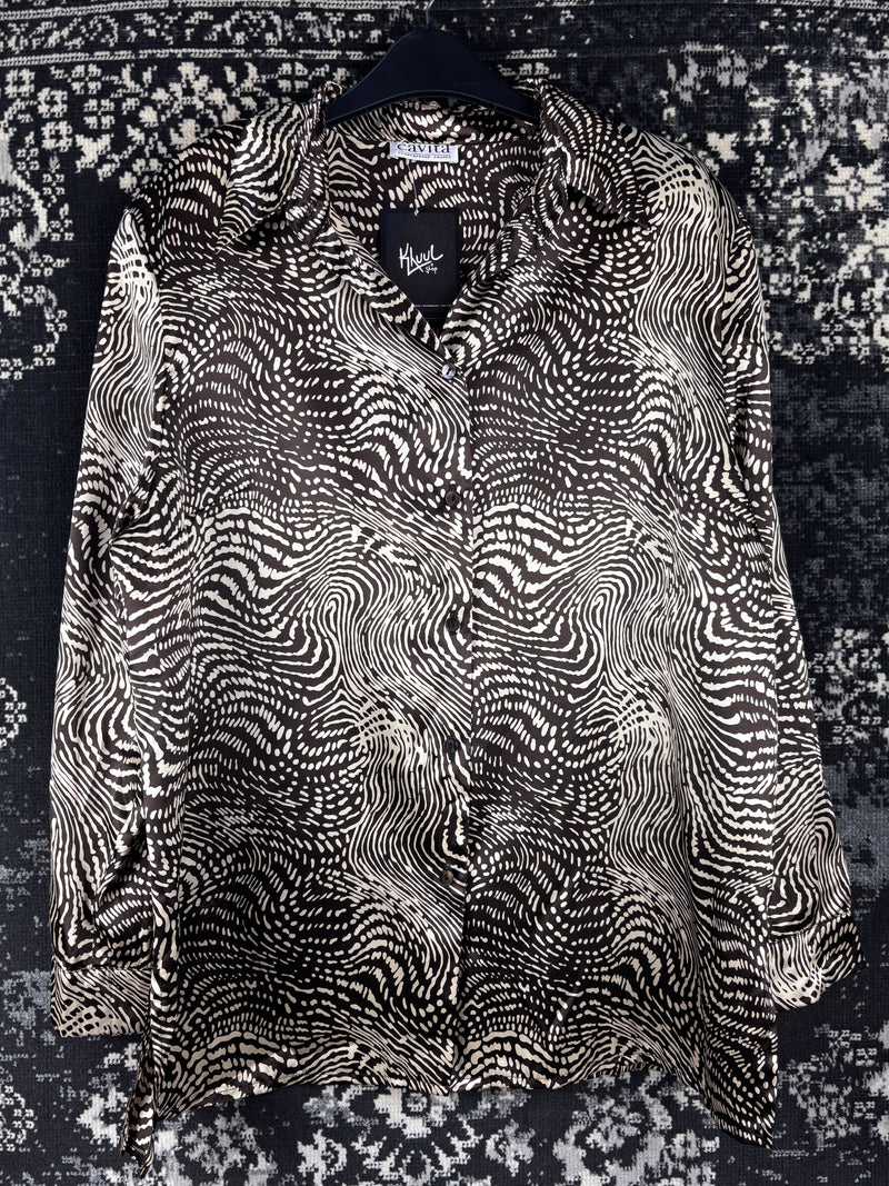 Women's Vintage Y2K Silky Zebra Print Longsleeve