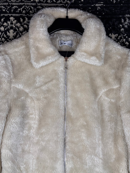 Y2K Women's Cream Faux Fur Jacket