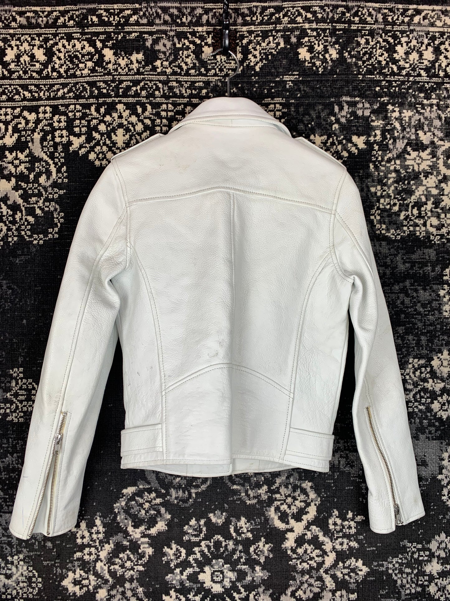 Neuw Women's White Leather Biker Jacket