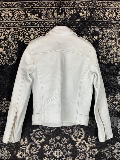 Neuw Women's White Leather Biker Jacket