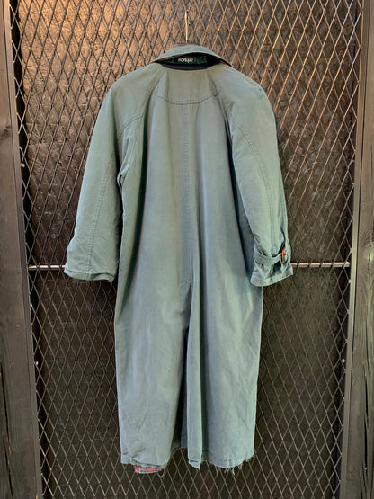 Vintage Morajane Green Double-Breasted Long Trench Coat