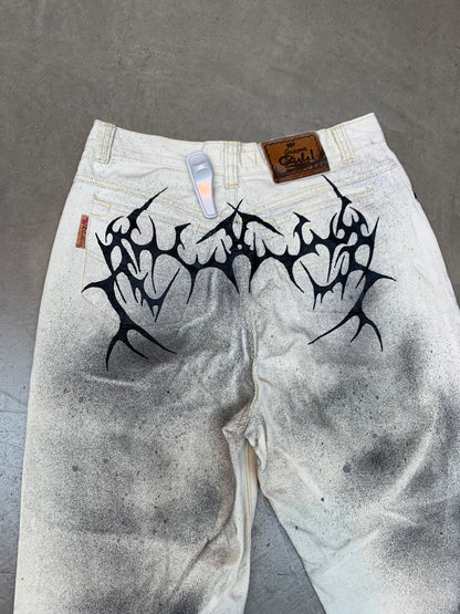 Hand Painted White Women Pants