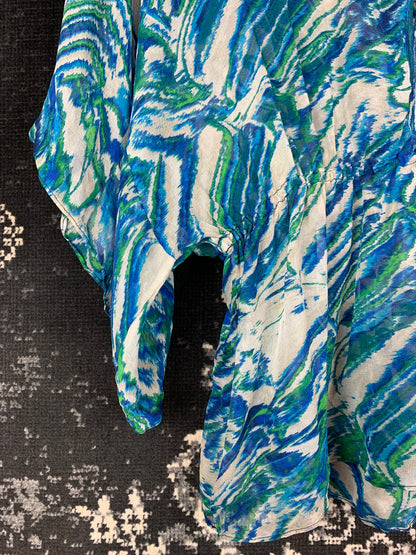 Tory Burch Blue Green Abstract Print Blouse