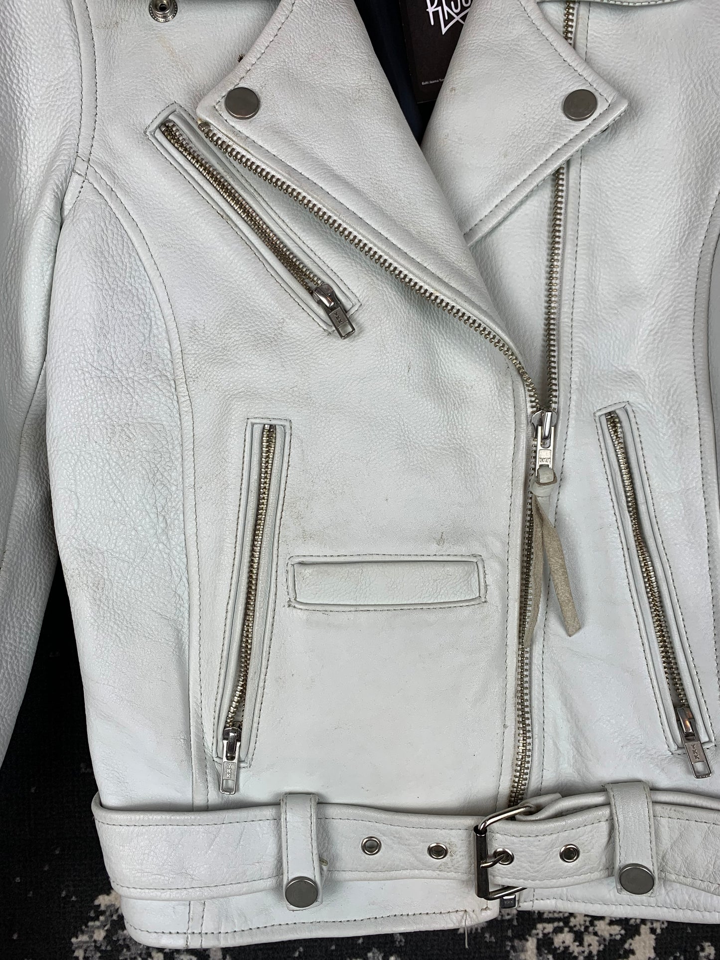 Neuw Women's White Leather Biker Jacket