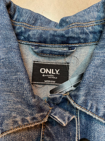 ONLY Denim Jacket with Custom Skull Artwork on Back