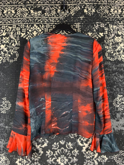 Women's Vintage Ruffle Tie Front Blouse