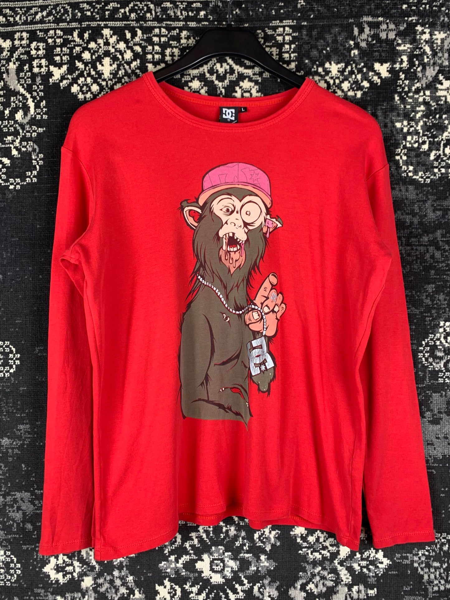 Men's Y2K DC Graphic Red Longsleeve Shirt