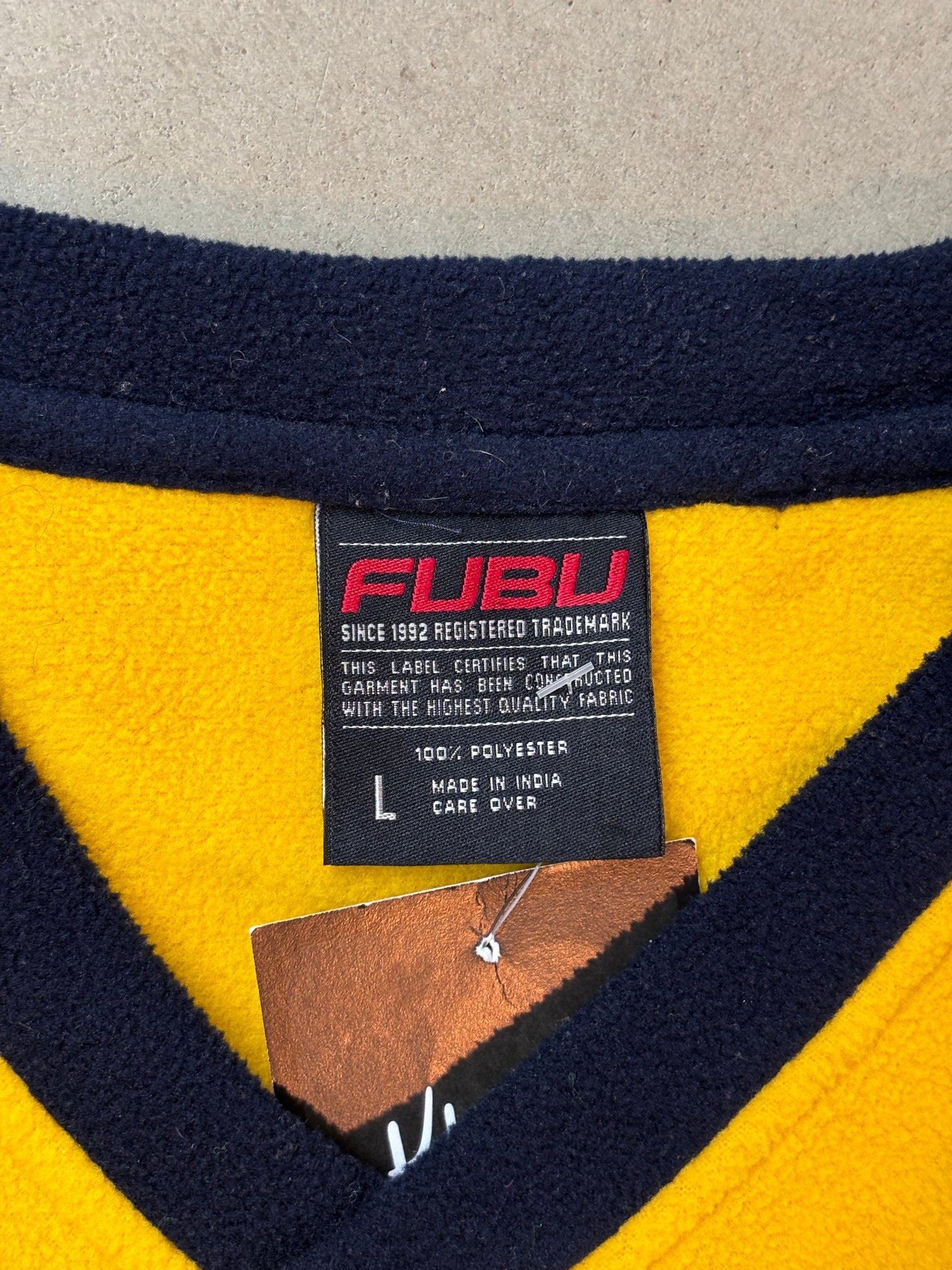 FUBU Yellow And Navy Long Sleeve Pullover