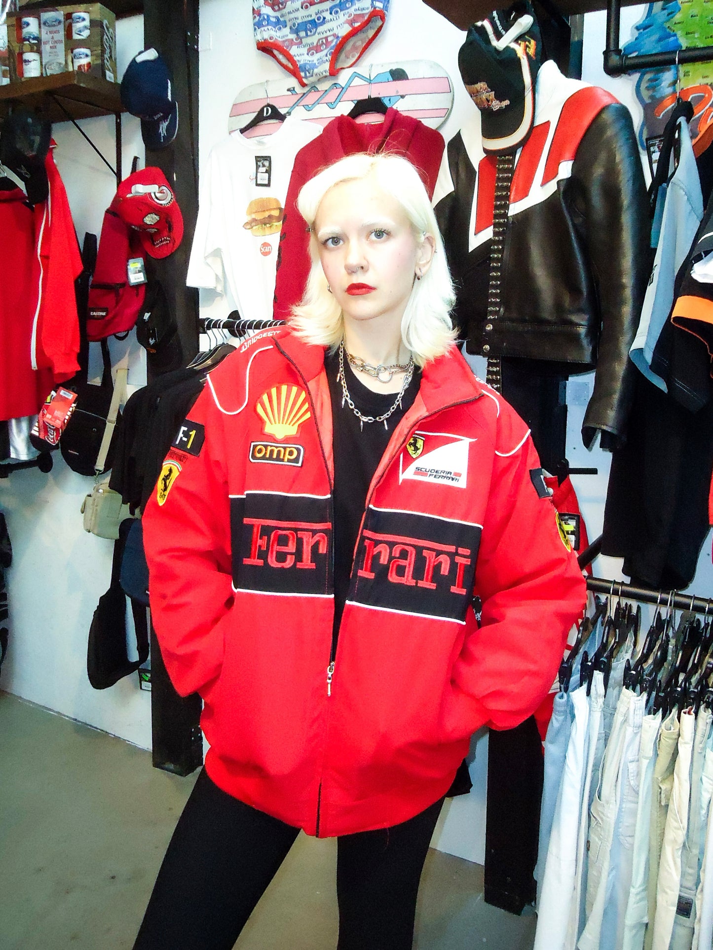 Vintage Ferrari Triple Red F1 Racing Jacket