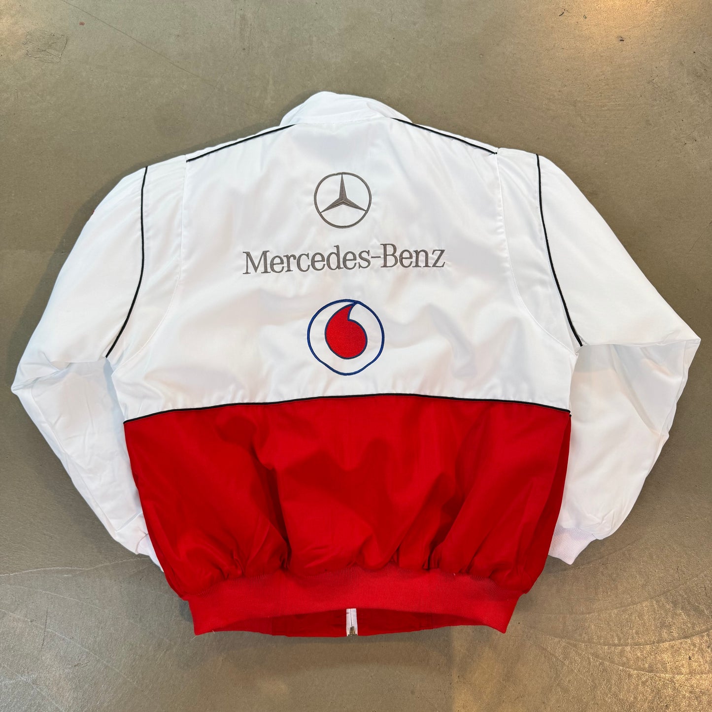 Vintage Mercedes-Benz Santander F1 White Racing Jacket