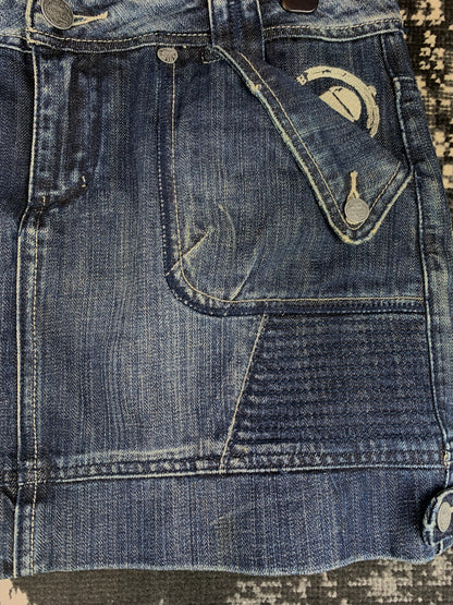 Y2K Vintage Il' Dolce Distressed Blue Mini Denim Skirt